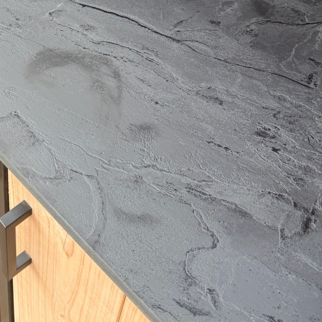 Buitenkeuken Douglas en staal met opbergkast en Zwart HPL werkblad - Lengte 150 cm - Afbeelding 4